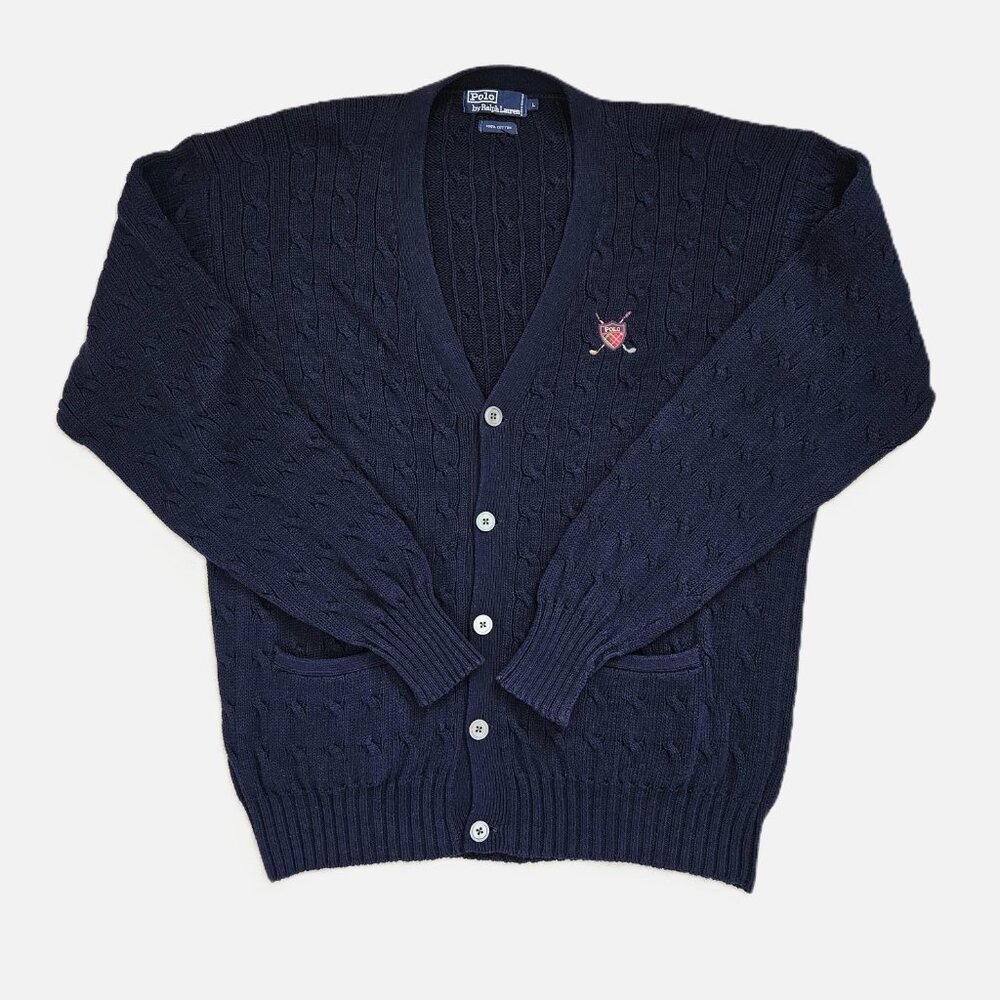 VTG Polo Ralph Lauren Golf Cable Knit Cardigan Sweater PRICE DROP TODAY ONLY